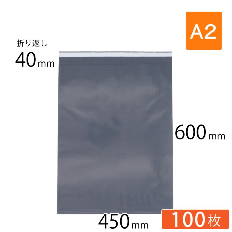 宅配ビニール袋 A2 サイズ 幅450×高さ600＋折り返し40mm 厚さ0.09mm