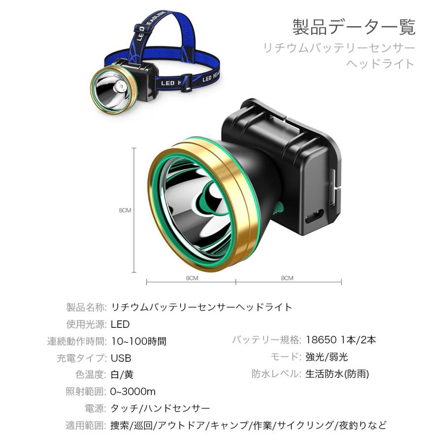 ヘッドライト USB充電式 LED ヘッドランプ 強光 登山 夜釣り