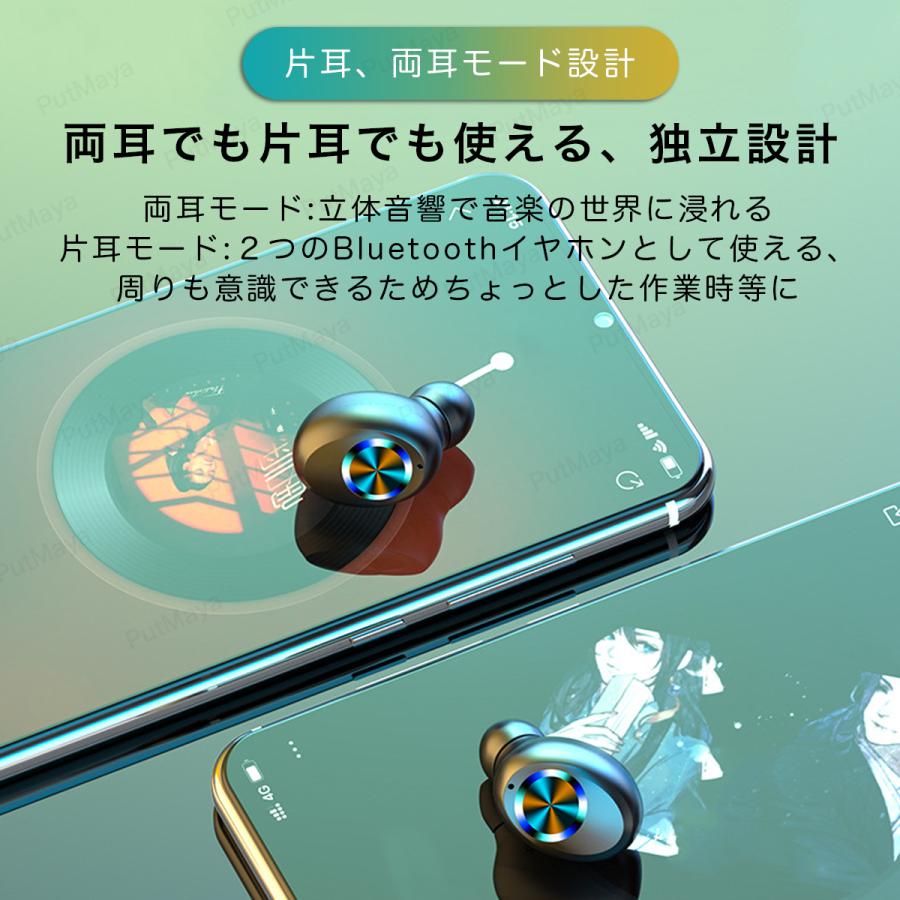 ワイヤレスイヤホン Bluetooth5.0 ブルートゥース イヤホン 両耳 コードレスイヤホン Hi-Fi高音質 ワイヤレスヘッドホン iPhone Android 通話 音量調整 在宅勤務 |  | 12