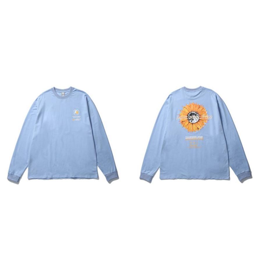 ロングtシャツ メンズ レディース おしゃれなひまわり プリント 
