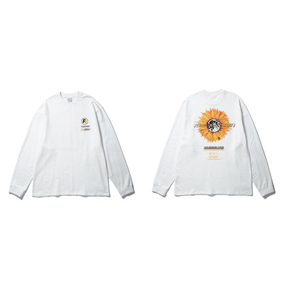 ロングtシャツ メンズ レディース おしゃれなひまわり プリント 