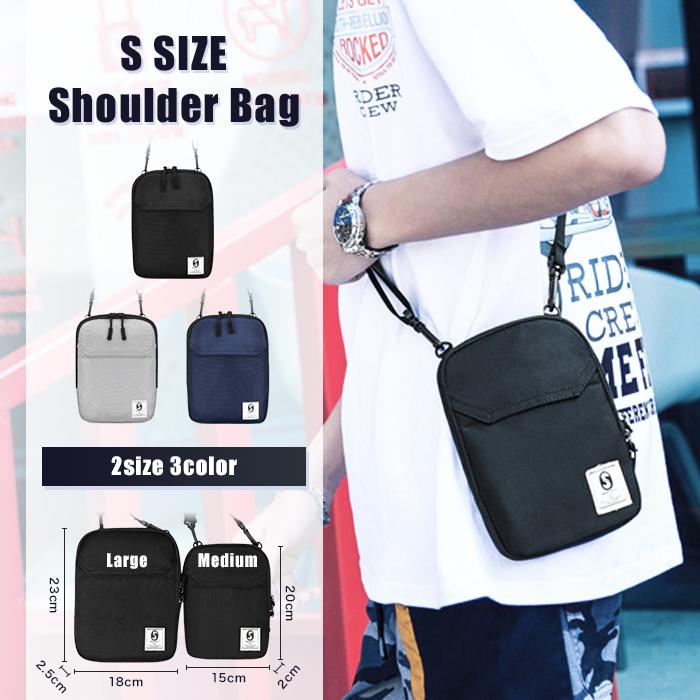 メンズ ショルダーバック 斜めかけ スマホショルダー 計量コンパクト 2サイズ 3カラー スマートホン イヤホンジャック装備 送料無料 | 
