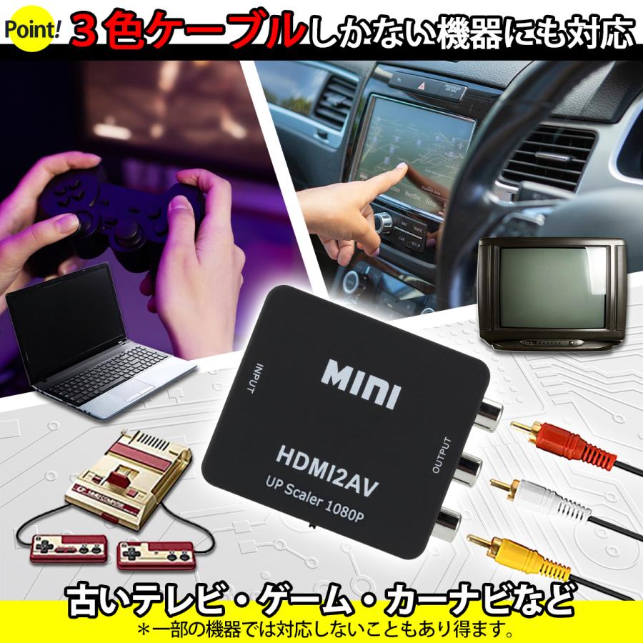 HDMI → RCA 変換器 AV出力 アダプタ 3色ケーブル 分配器 USB給電 TV ゲーム カーナビ 1080p｜puumint｜03