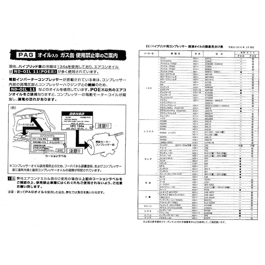 エアコンガスオイル PAGオイル 134a 1箱[12本](HFC-134a用) OG-1040F-12p デンゲン エアコンガスオイル カーエアコン用オイル 134a用 全国送料無料の画像