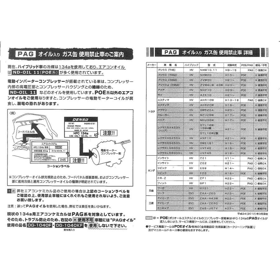 エアコンガス R134A 交換セット コンパクトカー用 日本製 カークーラー