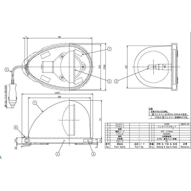 パトライト 流線型回転灯 4ヶ所マグネット 赤 DC12V レッド 防滴 PATLITE HKFM-101R 外突規制対応｜pvd1｜03