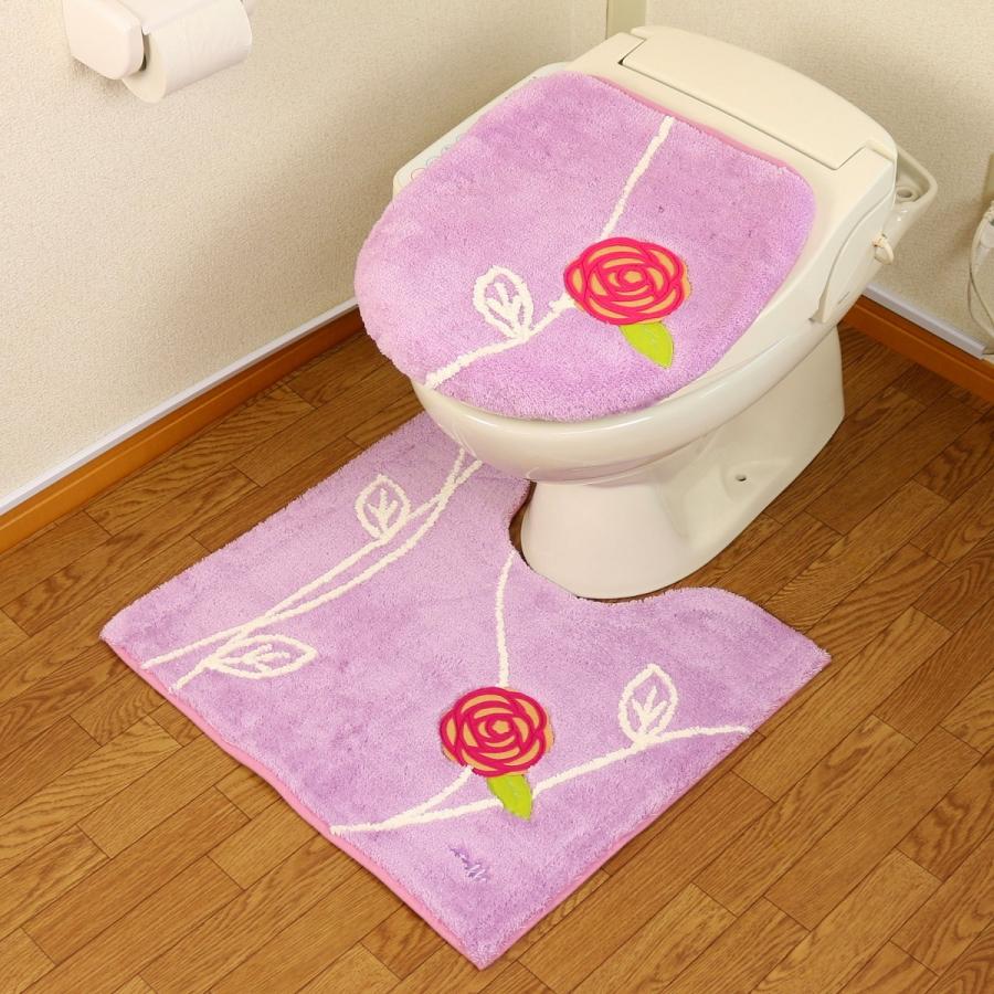 オカ トイレマットセット 北欧 おしゃれ 風水 2点 55×60cm ピンク