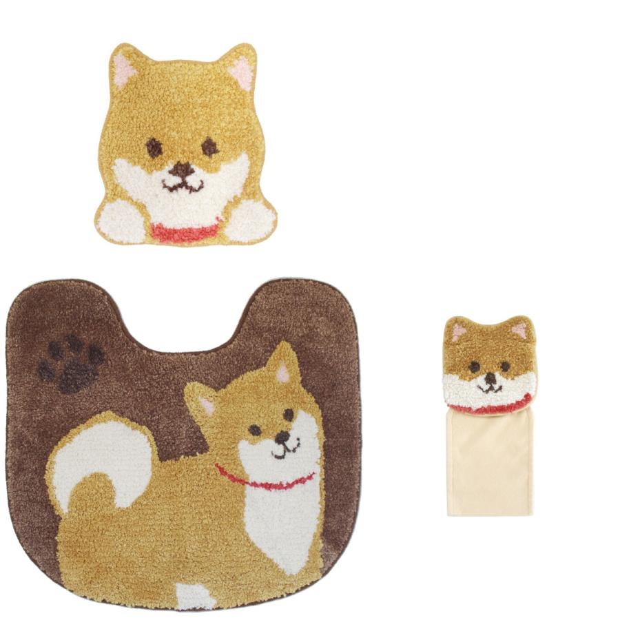 トイレマット セット 3点 約55×60cm ペーパーホルダーカバー 犬 わんこ ファンディット アニマル マット ふたカバー ホルダー ３点セット｜pvd1｜05