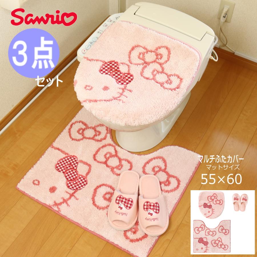 オカ サンリオ シュシュ トイレマット3点セット ハローキティ ピンク