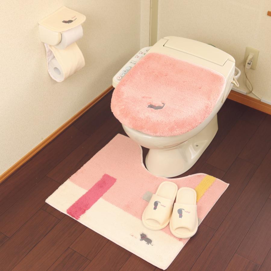 オカ 送料無料 トイレマットセット ピンク 4点セット（トイレマット