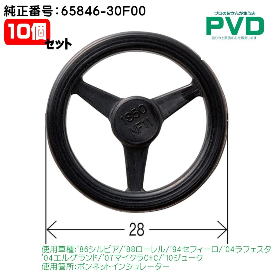 ボンネットインシュレーター クリップ 日産 10個 シルビア ローレル ラフェスタ エルグランド 純正番号 65846-30F00 CN ...