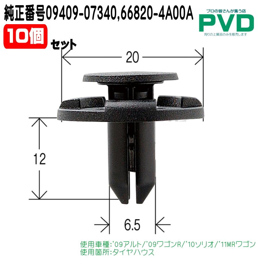 タイヤハウス用プッシュリベット 内張りクリップ 10個入 スズキ アルト