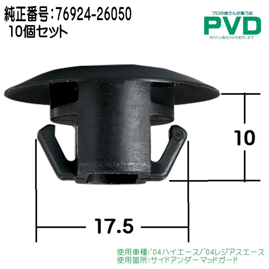 サイドアンダーマッドガード クリップ 純正品 2個 トヨタ ハイエース