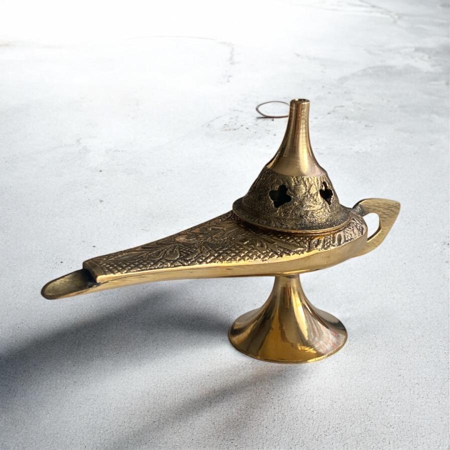 香立て ブラス アラジン ランプ型 線香用 コーン香用 : アジアン雑貨