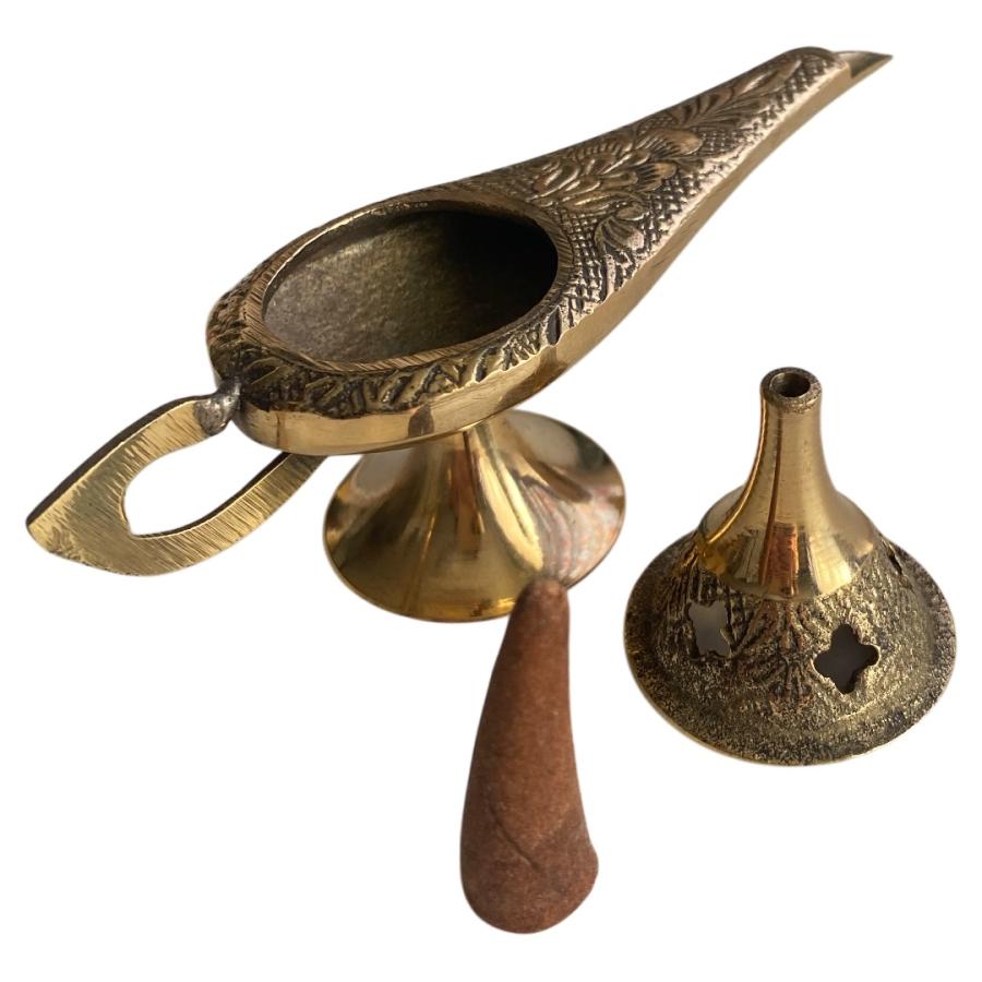 香立て ブラス アラジン ランプ型 線香用 コーン香用 : アジアン雑貨