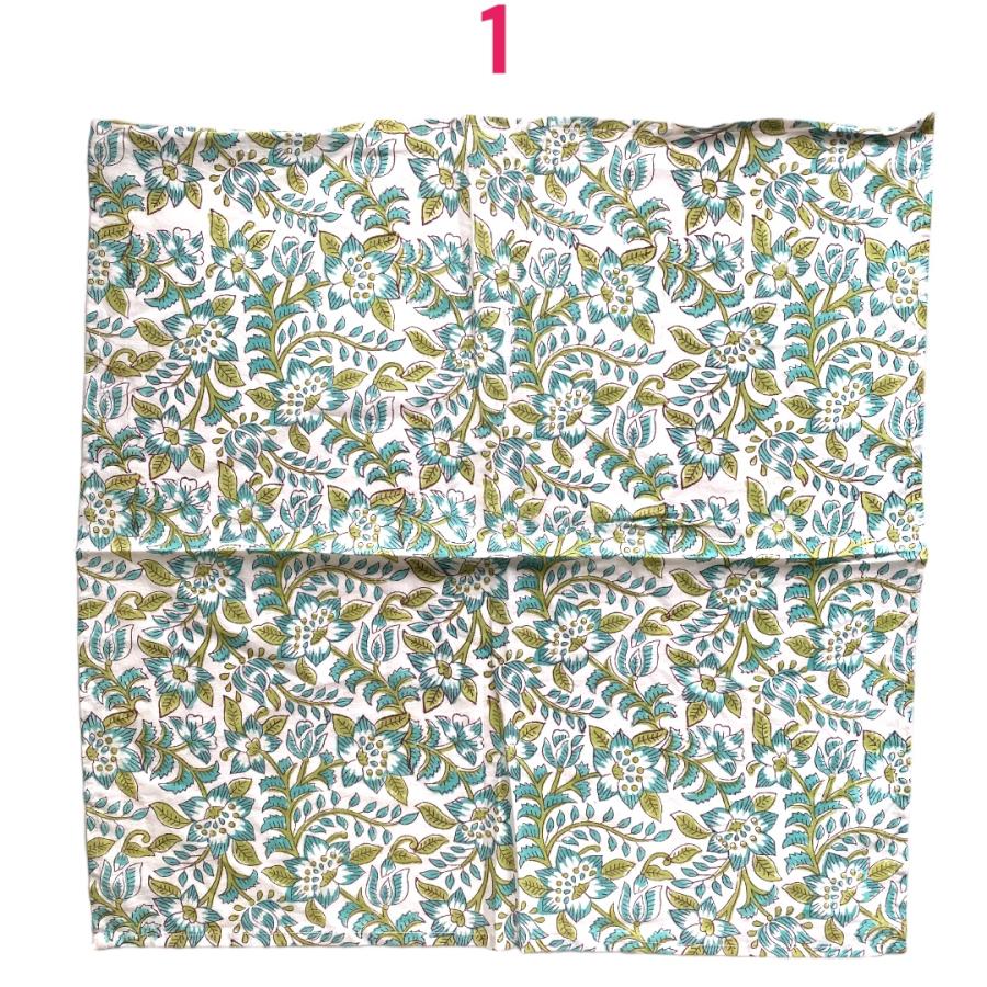 バンダナ ハンカチ コットン インド綿 ブロックプリント 草木柄 53cm x