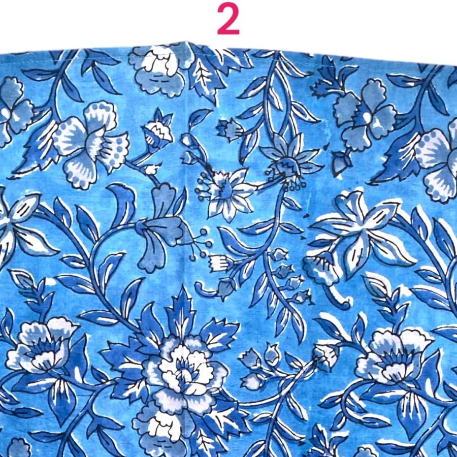 バンダナ ハンカチ コットン インド綿 ブロックプリント 草木柄 53cm x