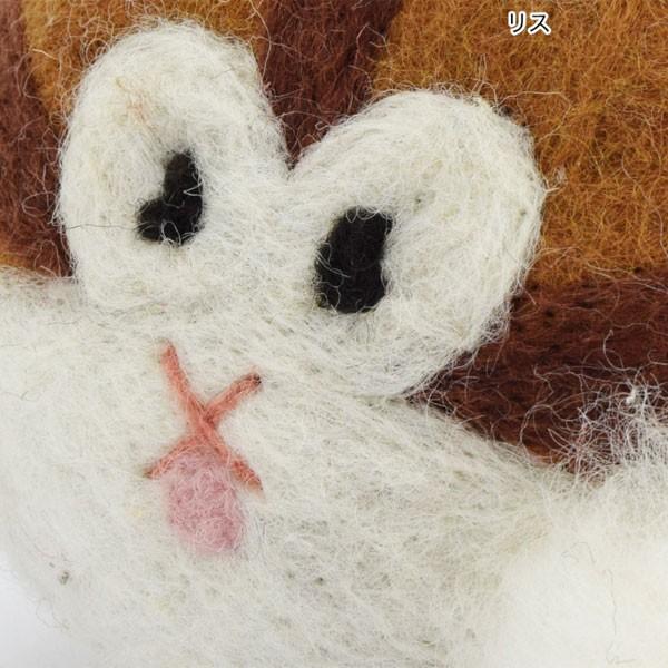 羊毛フェルト 猫のお顔のがま口ポーチ ハンドメイド 作家もの ポーチ フェルト がま口ポーチ リス : アジアン雑貨プワンプワン