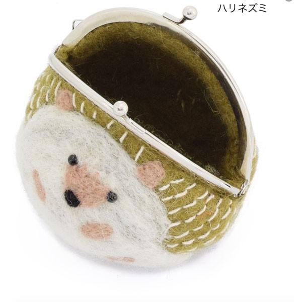 ポーチ フェルト がま口ポーチ ひよこ ハリネズミ : アジアン