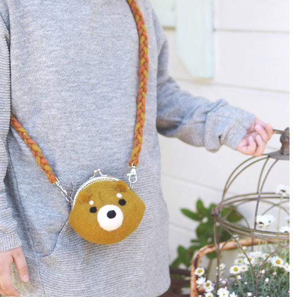 ポシェット フェルト がま口ポーチ クロネコ シバイヌ パンダナ