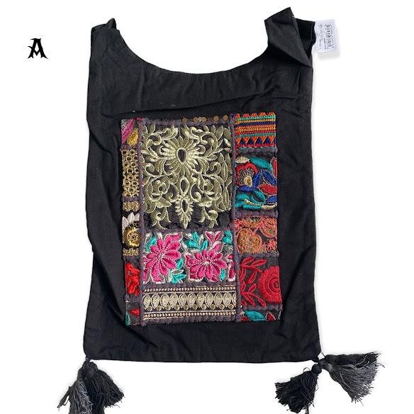 ショルダーバッグ インド綿 カンバディア パッチ ノットハンドルバッグ