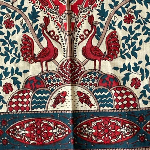 バンダナ ハンカチ コットン プリント 52cm x お弁当包み インド綿 赤