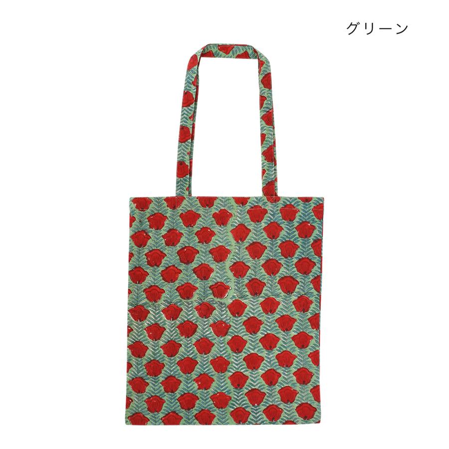 トートバッグ インド綿 ブロックプリント ハンドプリント : アジアン