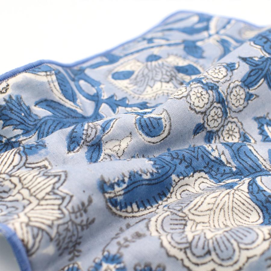 プリンハンカチ sisam｜ブロックプリント トリノニワハンカチ【ギフトおすすめ