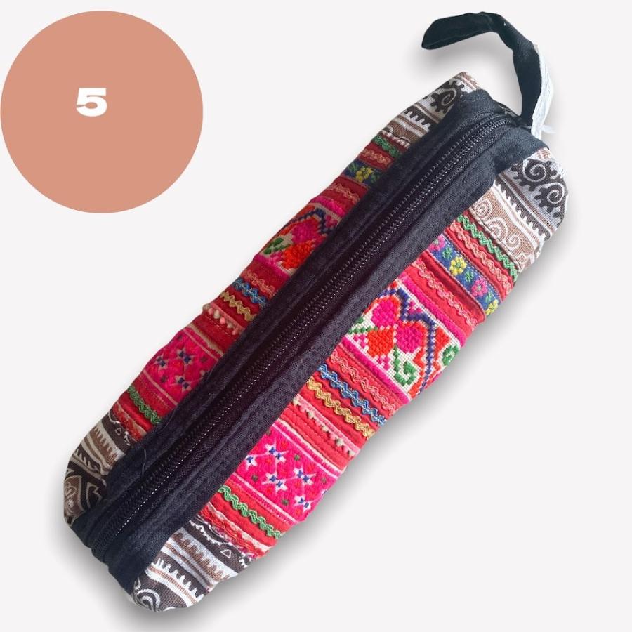 ペンケース モン族 刺繍 長ポーチ 筆箱 リメイク : アジアン雑貨