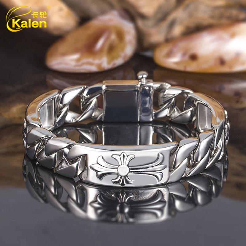 PW 高品質316Lステンレス 銀色 クロムハーツ風 喜平ブレスレット