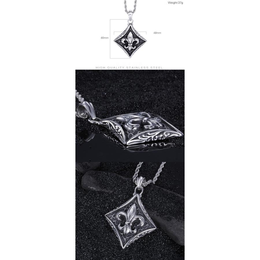 PW 高品質316Lステンレス クロムハーツ風 百合の紋章 唐草