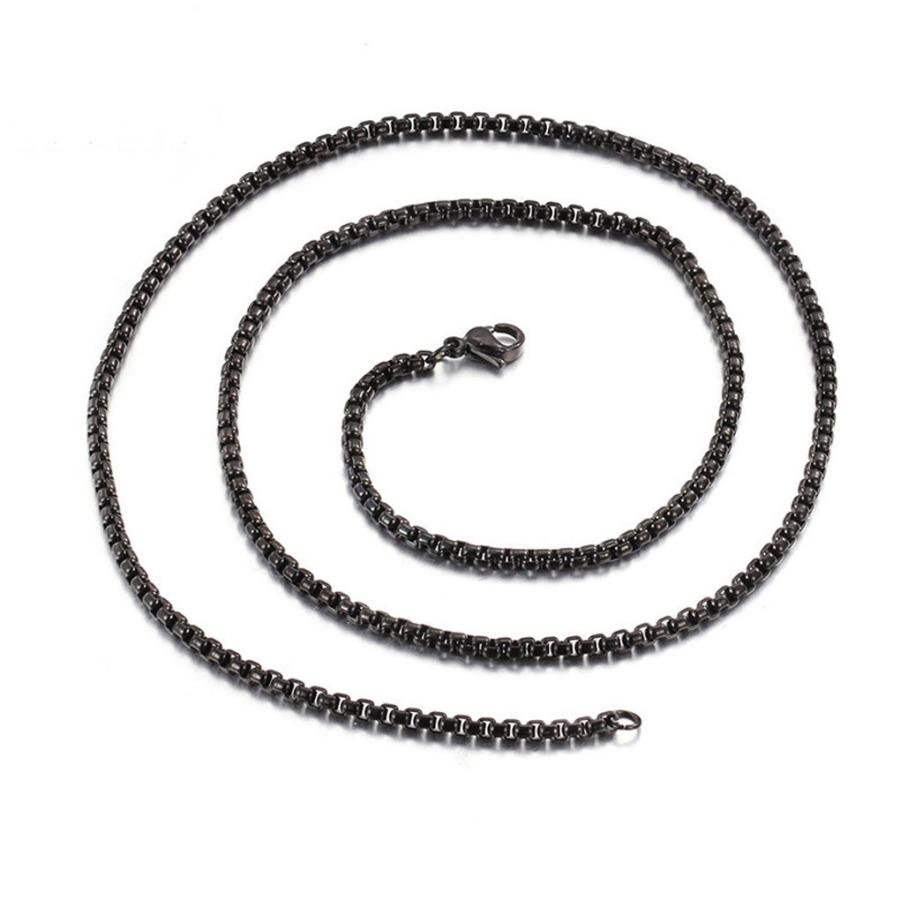 [ラッピング対応] PW 高品質316Lステンレス シルバー銀 ブラック黒 ベネチアンチェーン necklace /  長さ615mm 幅3mm 17g 条件付送料無料60924｜pwatch2014