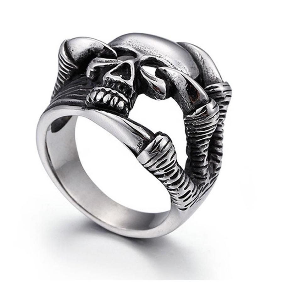 指輪 リング[ラッピング対応] PW 精良SUS316L製 シルバー銀色 怪獣の爪 モンスター claw 髑髏 スカル skull ring /  幅22m 16-26号 17g 条件付送料無料61361 | 