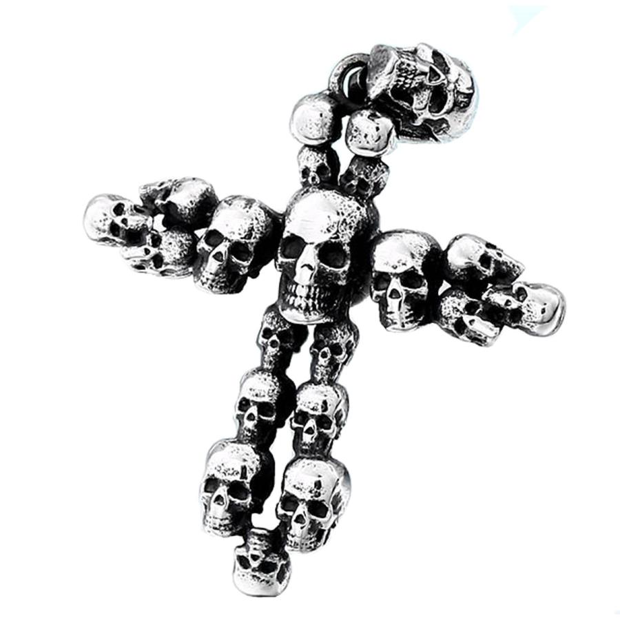 ペンダント ラッピング対応 Pw 精良sus316l製 シルバー銀色 十字架 クロス 髑髏 スカル Cross Skull Pendant 長さ44mm 幅35mm 条件付送料無料 最大75 オフ