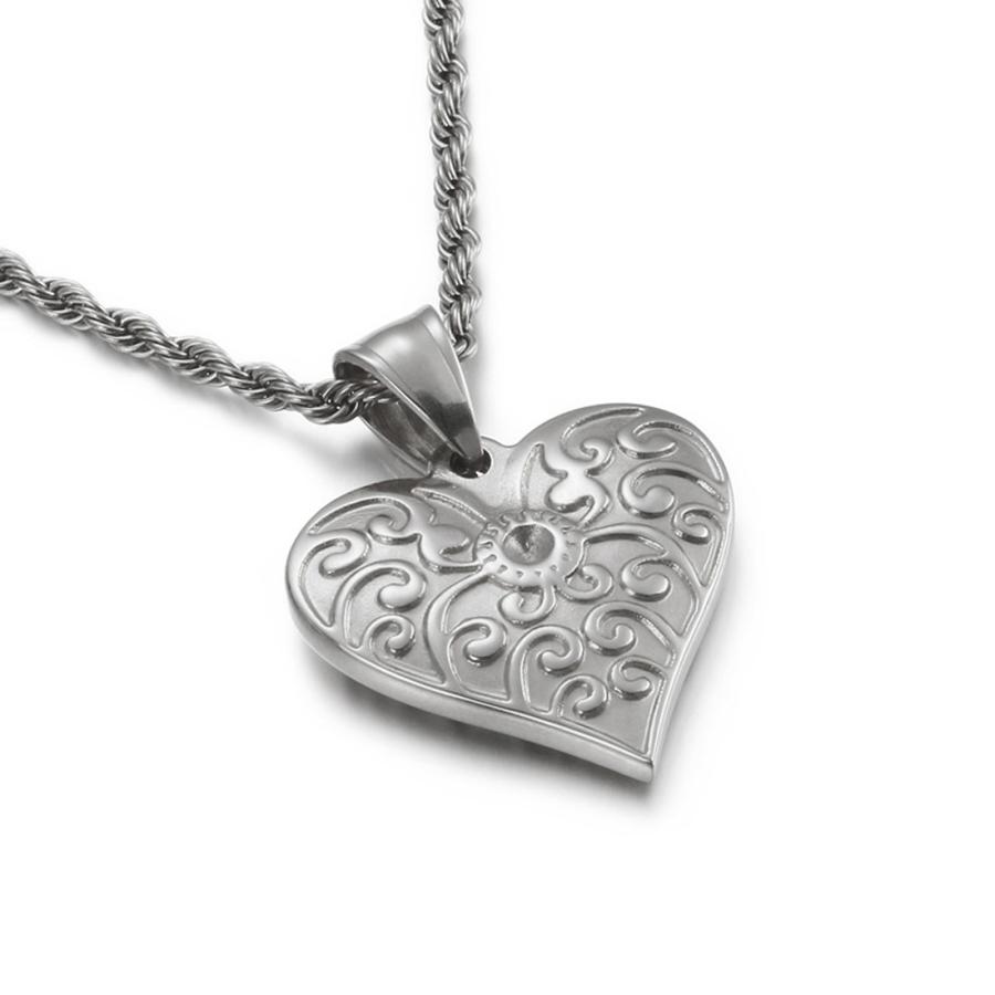 ペンダント ラッピング対応 Pw 精良sus316l製 銀x金 唐草模様 可愛いハート型 Pendant 長さ25mm 幅24mm 条件付送料無料636