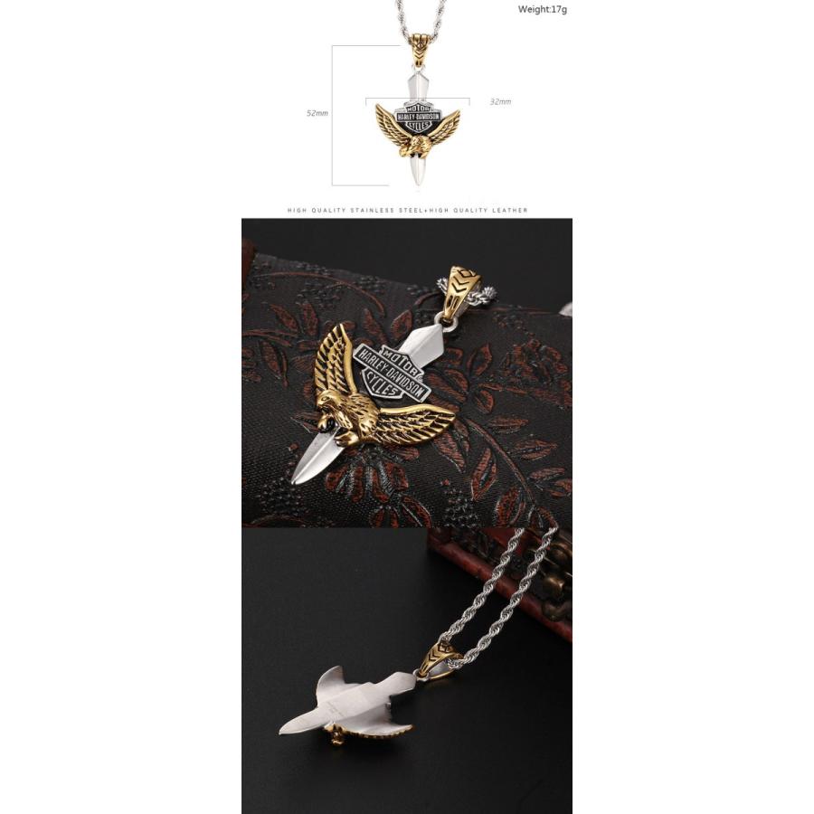 ペンダント[ラッピング対応] PW 精良SUS316L製 銀x金 ハーレー