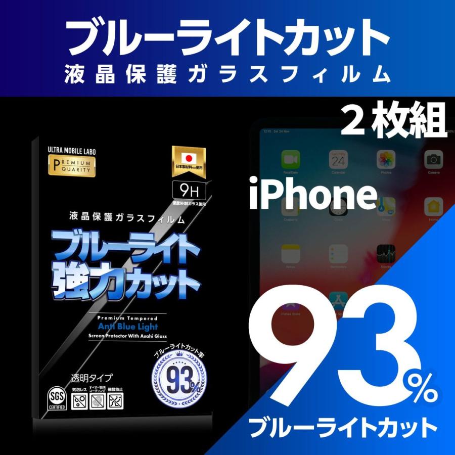 2枚組 史上最強93％カット iPhone ブルーライト すべすべ加工 旭