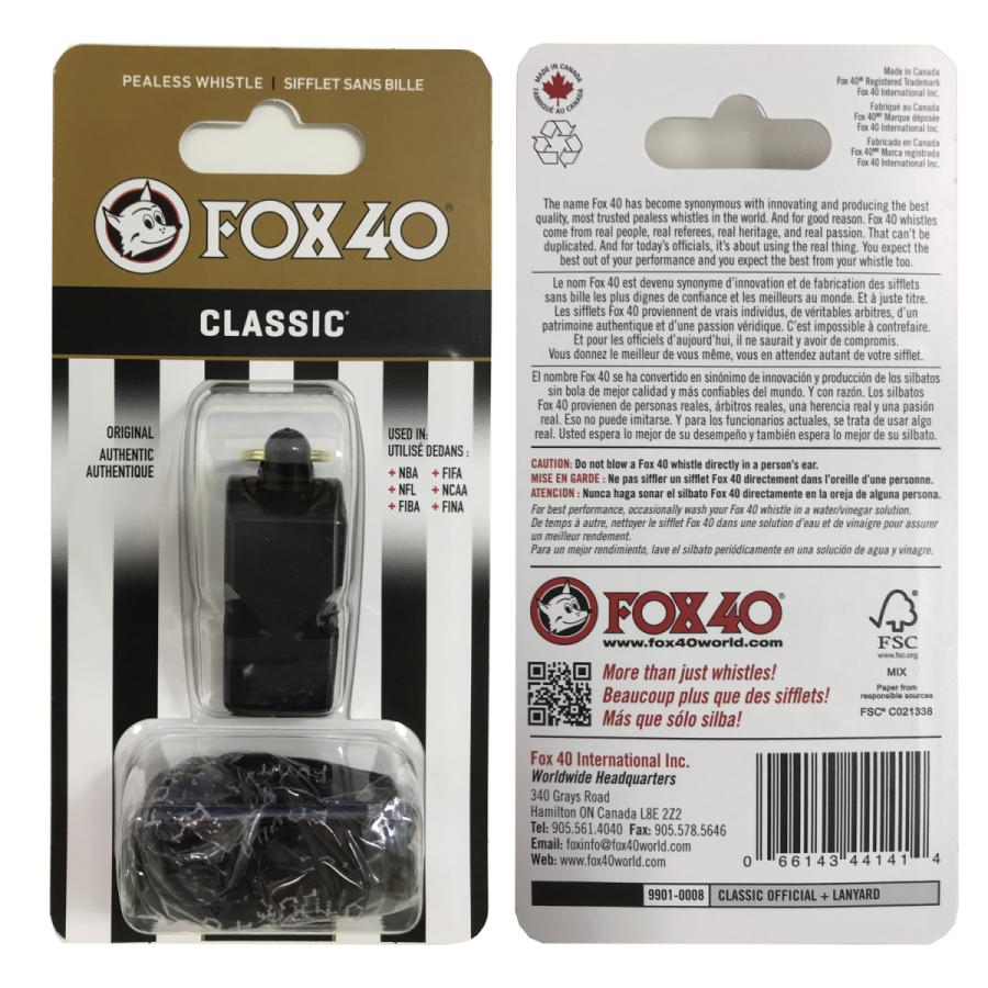FOX40 ホイッスル Classic 115db ランヤード付属 ピーレス構造 FOX40 ホイッスル Classic 115db ランヤード付属 ピーレス構造