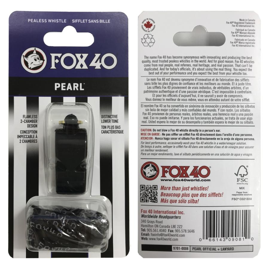 FOX40 ホイッスル Pearl 90db ランヤード付属 ピーレス構造(コルク玉不使用)｜pwr3121｜04