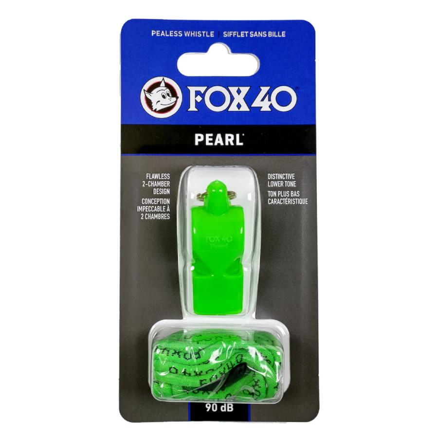 FOX40 ホイッスル Pearl 90db ネオグリーン ランヤード付属 ピーレス