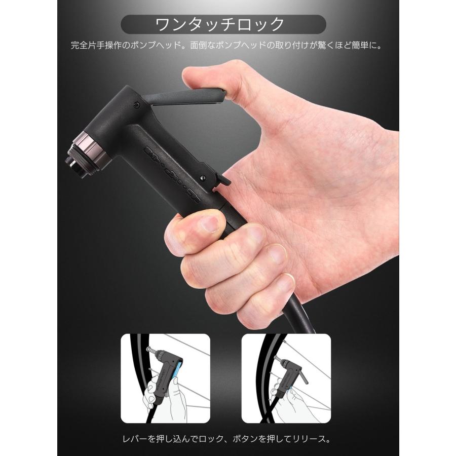 PWT 空気入れ フロアポンプ ゲージ付き 全バルブ対応 仏式 米式 英式