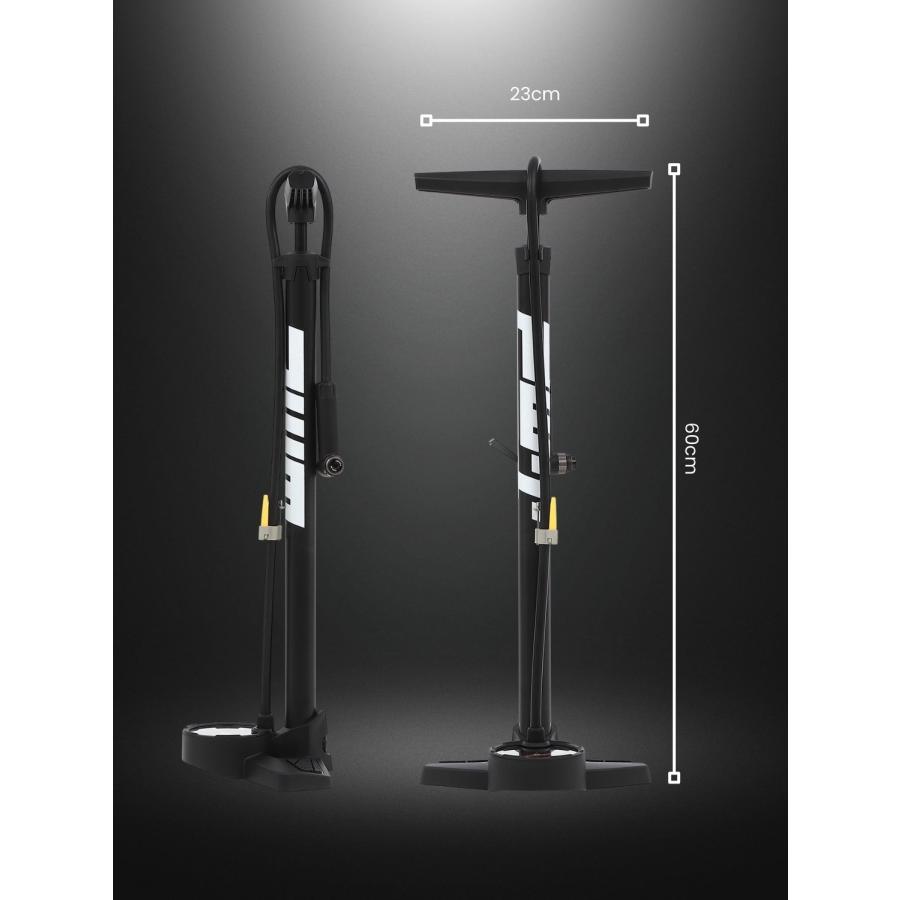 PWT 自転車 空気入れ ゲージ付き フロアポンプ ワンタッチロック 全