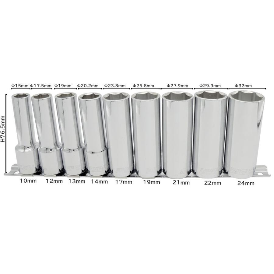 PWT 1/2インチ 12.7mm ディープソケット ソケットセット ディープソケットセット 9個組 6PT ソケットレンチ 六角 ソケット工具 IDS12SET | PWT | 02