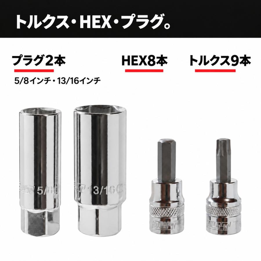PWT ハーレー用 インチ工具セット 46ピース ソケットレンチセット