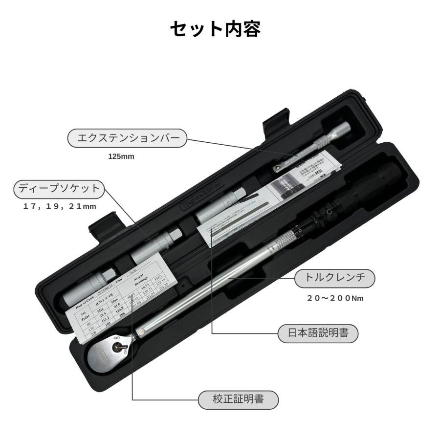 PWT PWT 1/2インチ 12.7mm トルクレンチセット 20-200Nm プリセット型