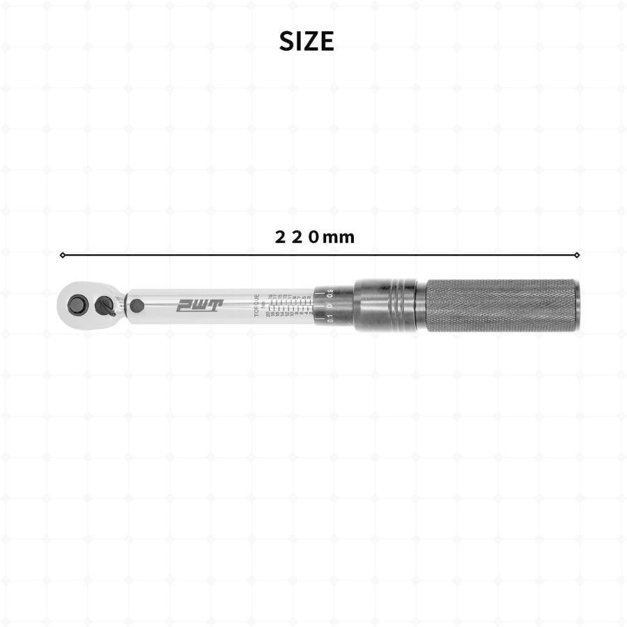 PWT トルクレンチ 6.35mm 1/4インチ 2~20Nm ロードバイク MTB 逆ネジ対応 DUAL DIRECTION TW-220B 自転車 プレセット型トルクレンチ｜pwt｜06