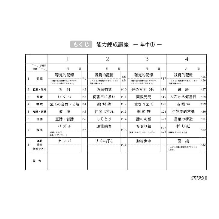 小学校入試対策 能力錬成講座 年中1〜3 : pygli-0821 : ピグリシリーズ 