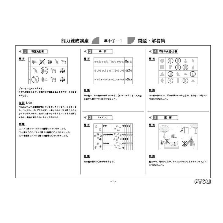 小学校入試対策 能力錬成講座 年中1〜3 : ピグリシリーズYahoo