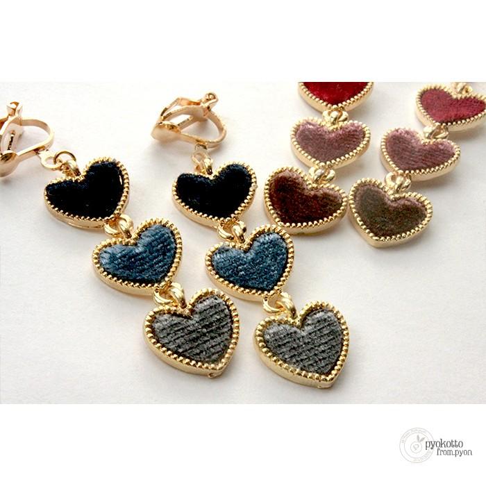 ハート ベロア ピアス イヤリング 金属アレルギー 樹脂ピアス シンプル 