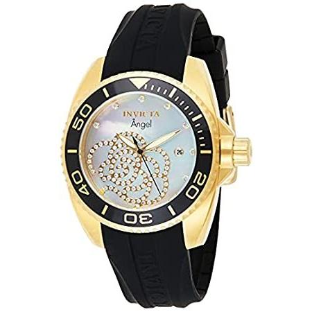 特別価格[インビクタ] 腕時計 Angel レディ 石英 38mm ケース ブラック ポリウレタンストラップ ホワイトゴールドダイヤル 489 レディース [好評販売中